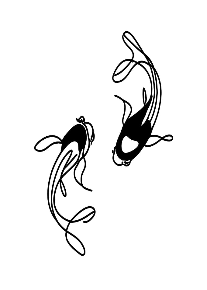 Koi Fish Line Art