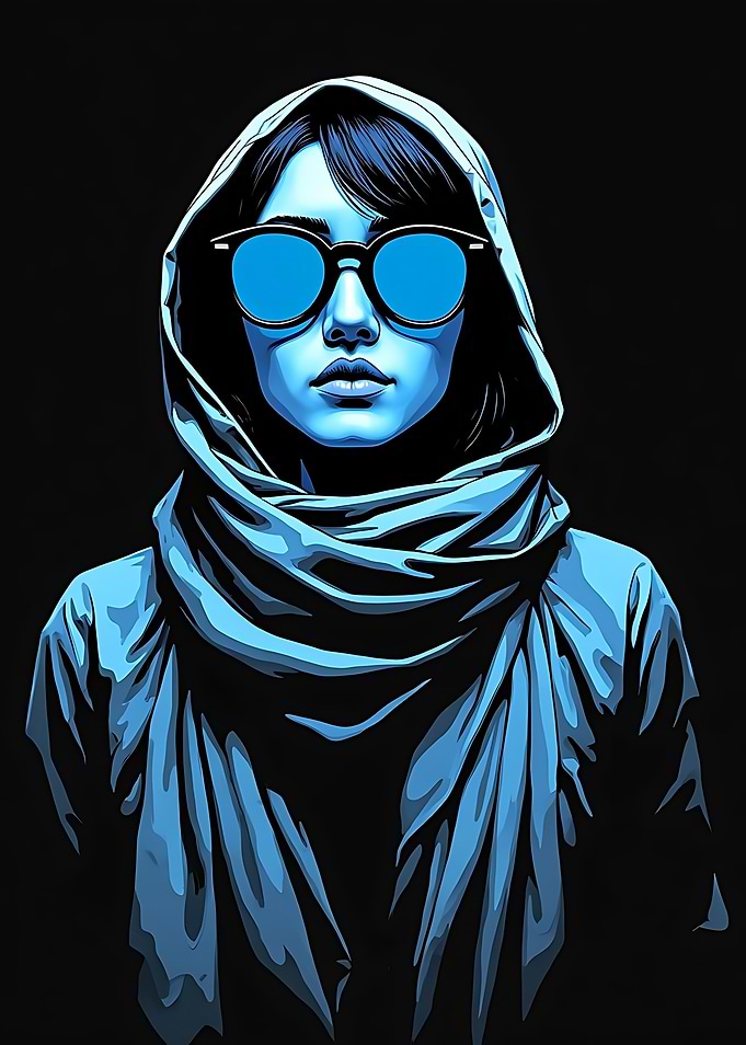 Blue-Tinted Portrait
