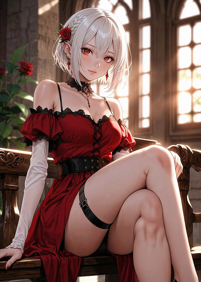 Anime Girl in Red Dress