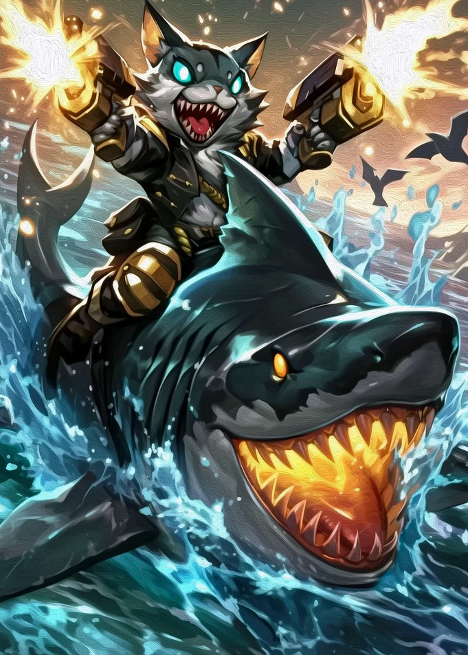 Cat Riding Shark
