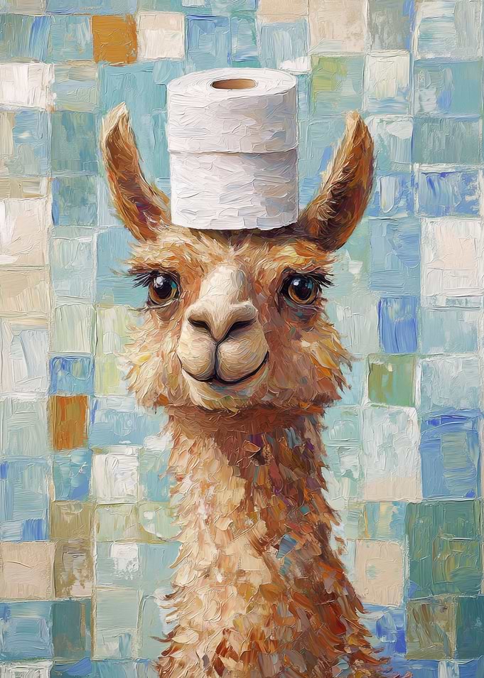 Llama with Toilet Paper Hat