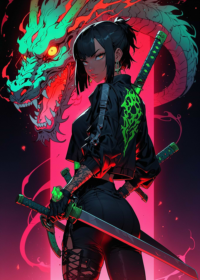 Cyberpunk Dragon Warrior