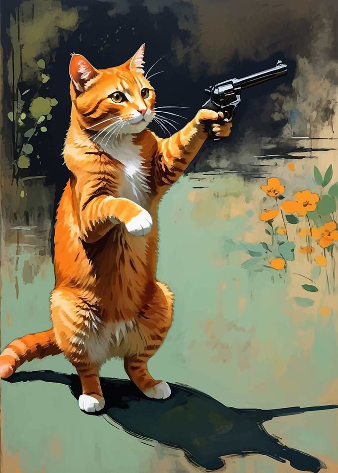 Cat with Gun