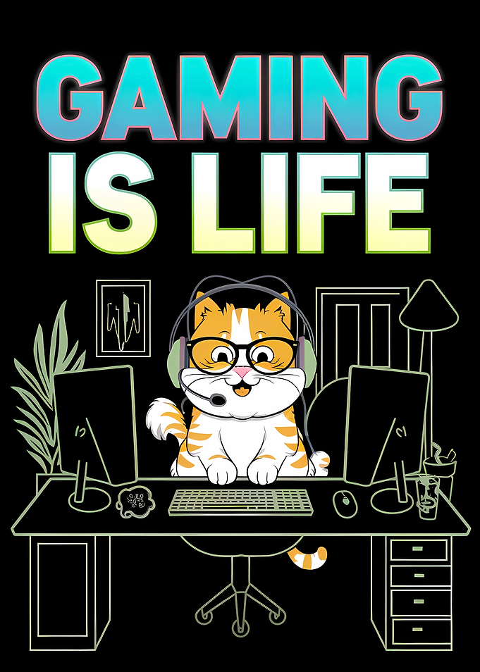 Gaming Cat with Headset