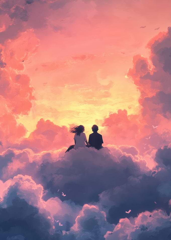 Couple on Clouds at Sunset
