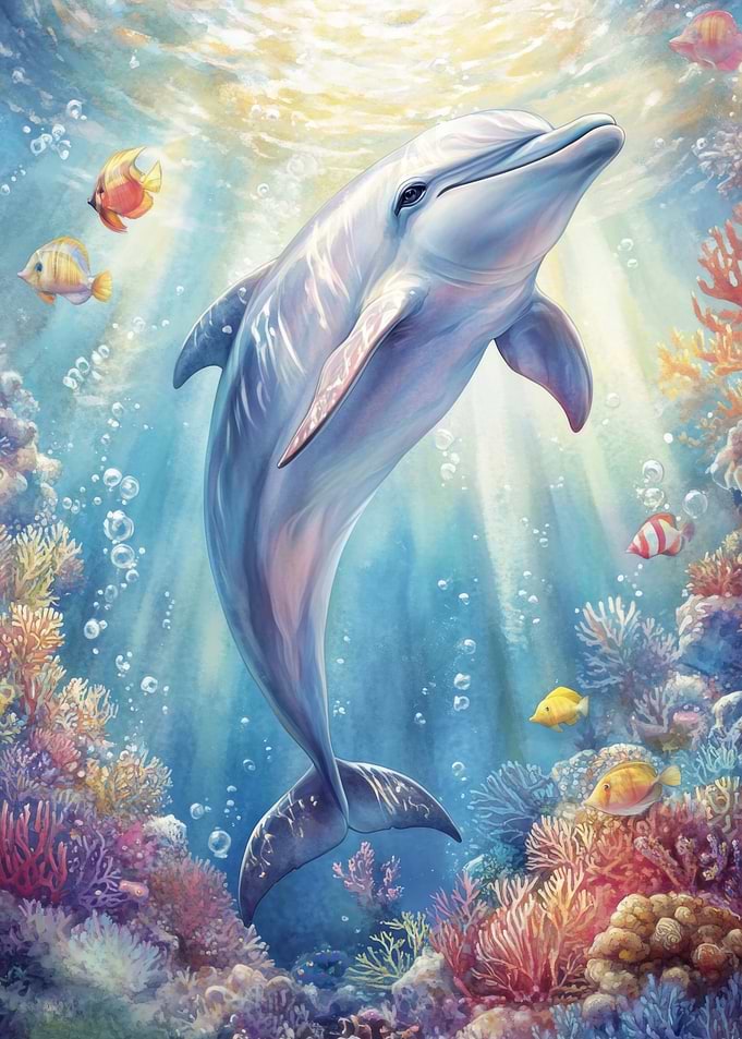 Dolphin in Coral Reef