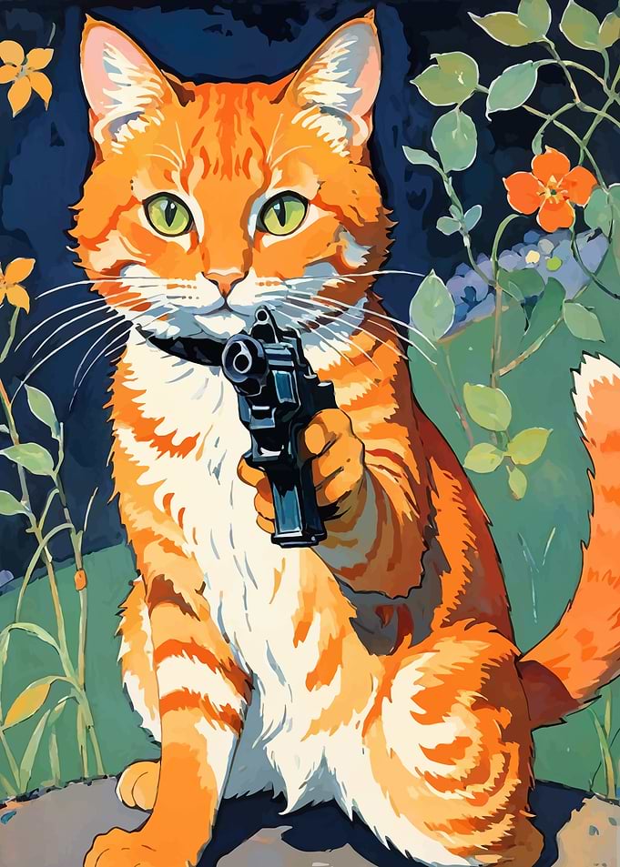 Cat with Gun