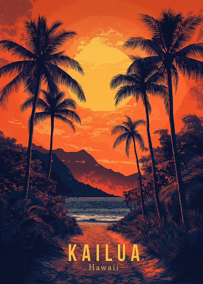 Kailua Hawaii Travel Poster