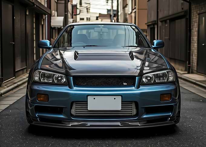 Blue Nissan Skyline R34