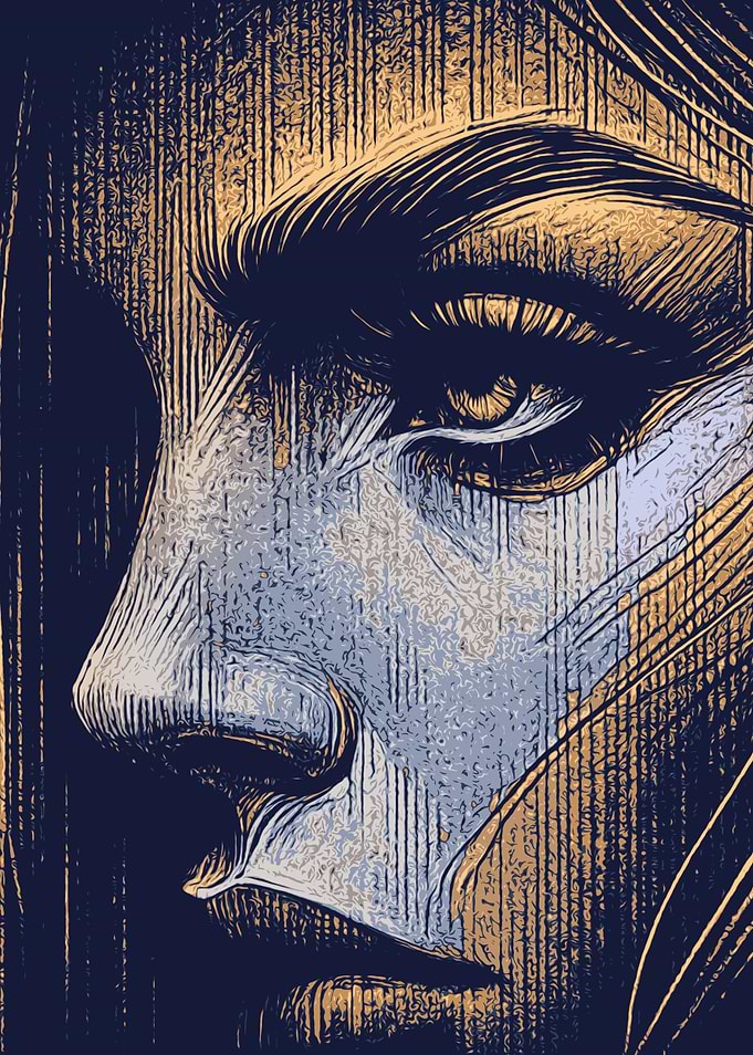 Close-up Portrait in Line Art