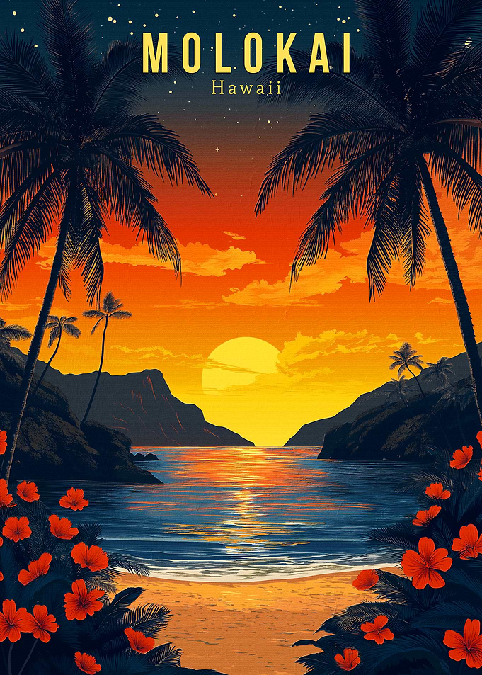 Molokai Hawaii Travel Poster