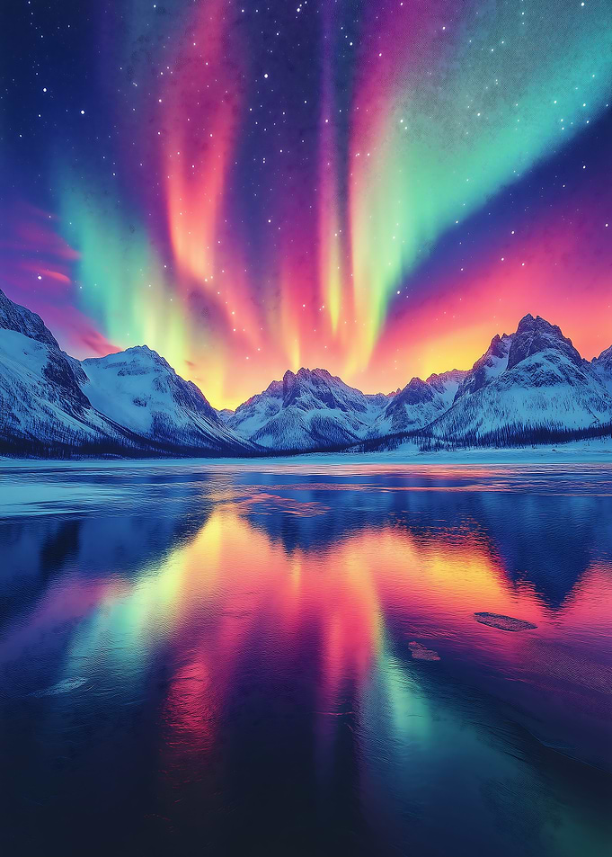 Aurora Borealis over Mountains