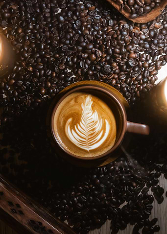Coffee Latte with Bean Art