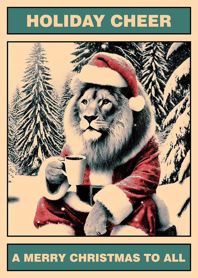 Lion Santa Christmas