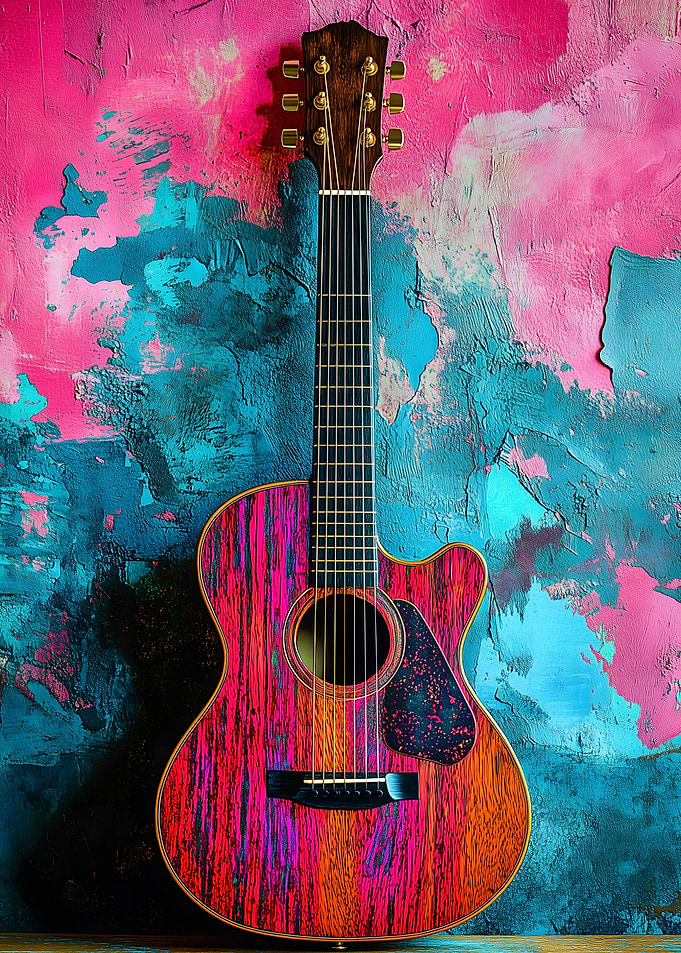 Pink & Blue Guitar Music