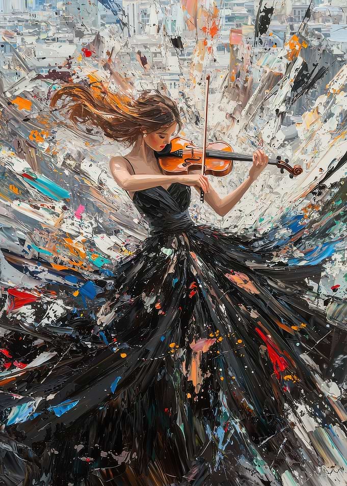 Violinist in Black Dress