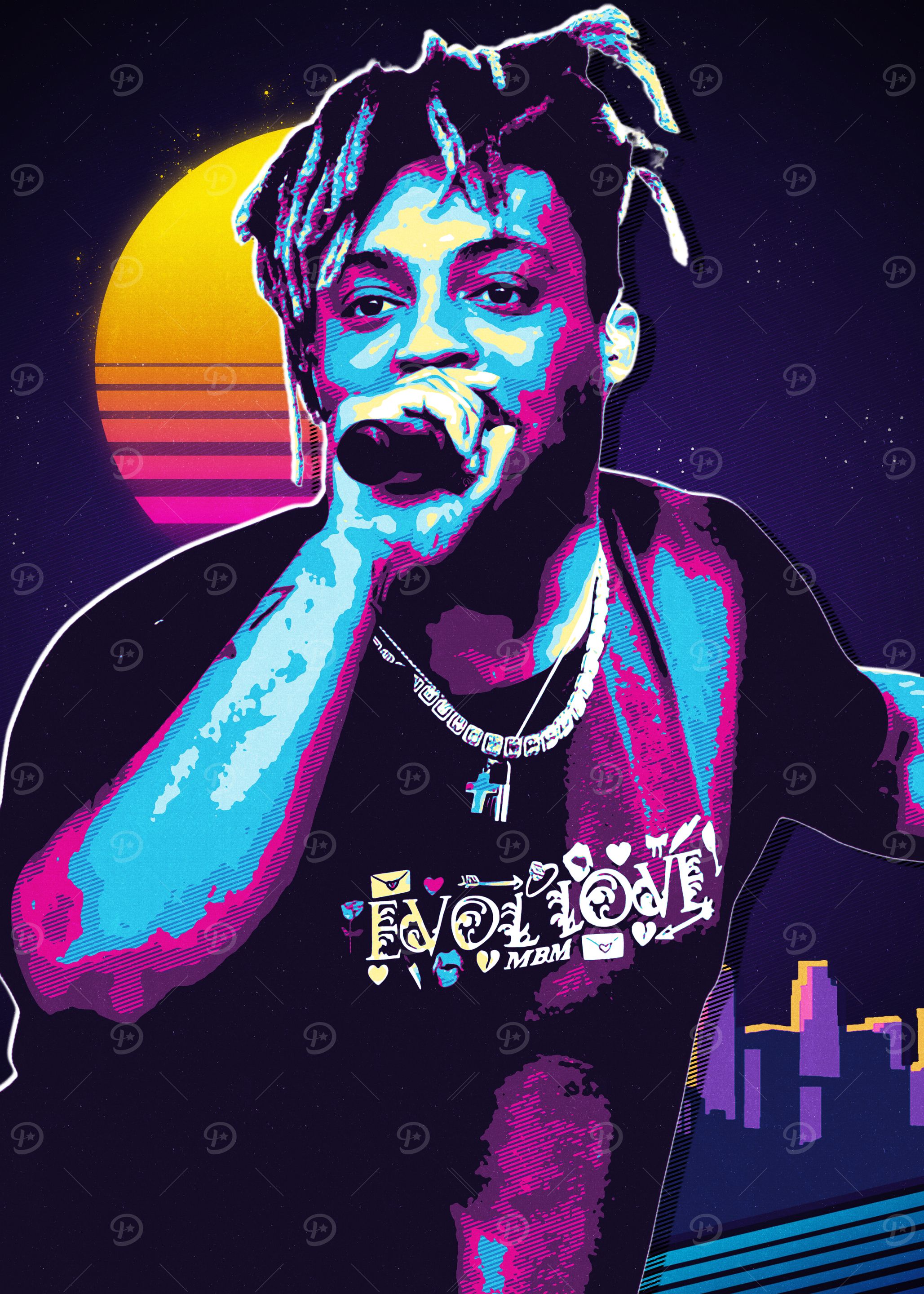 Juice Wrld 80s Retro Art