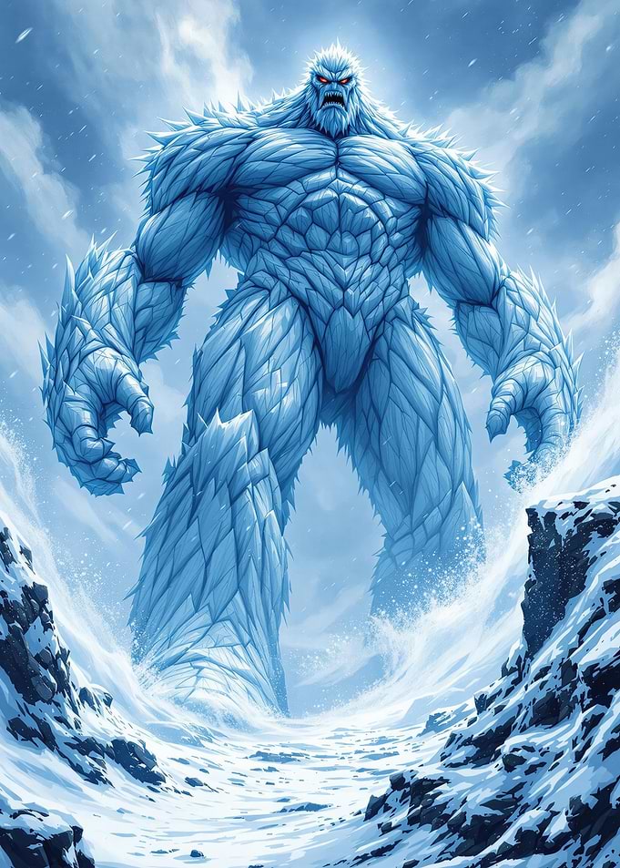 Giant in snow landscape