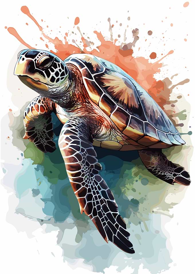 Sea Turtle Watercolor Art
