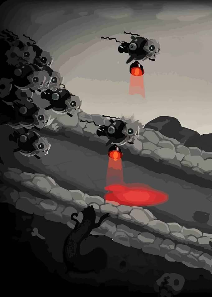 Flying Robots in a Dark Canyon