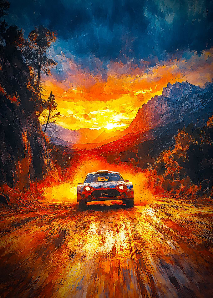 Rally Car Sunset