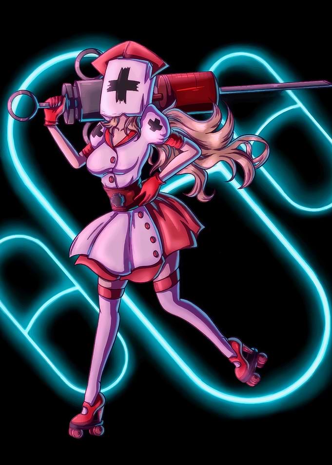 Nurse with Syringe and Roller Skates