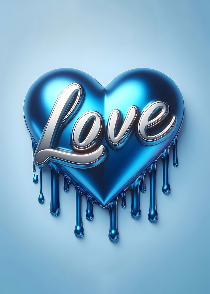 Melting Blue Heart with Love