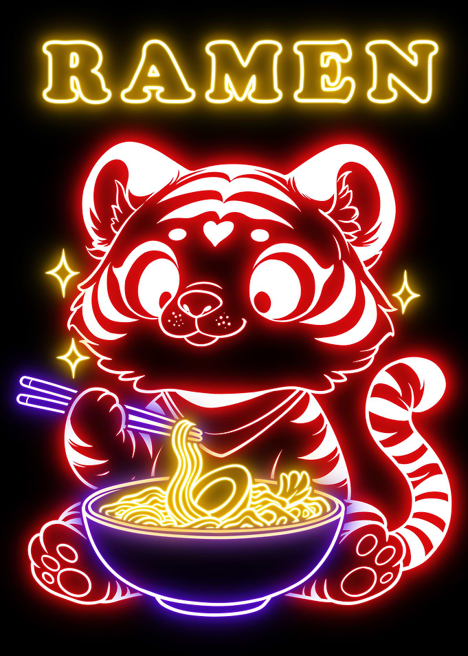 Tiger Ramen Neon Art