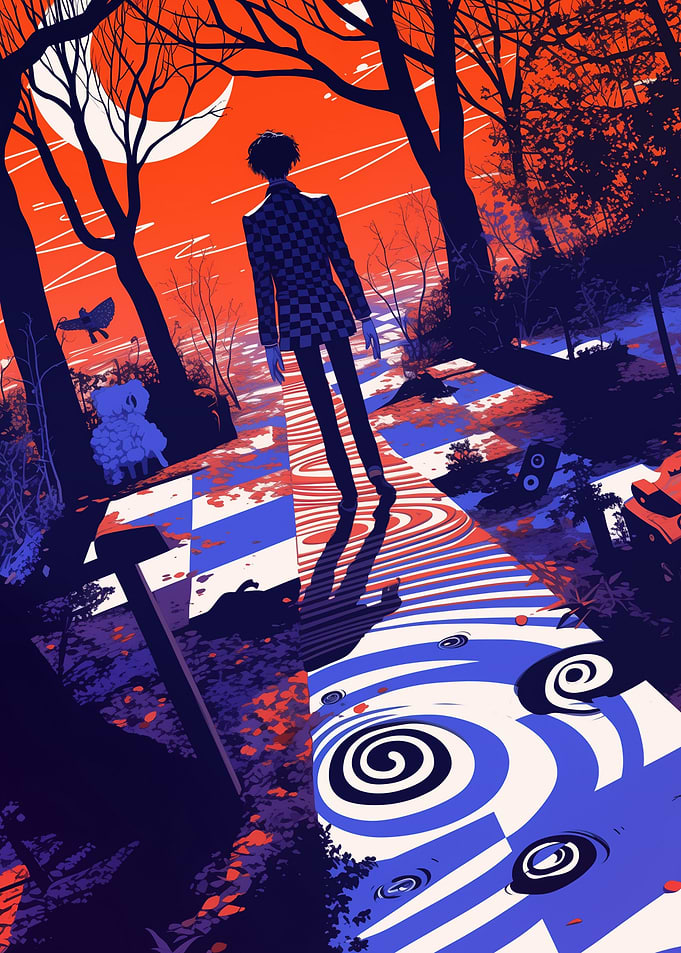 Silhouette in a Psychedelic Forest