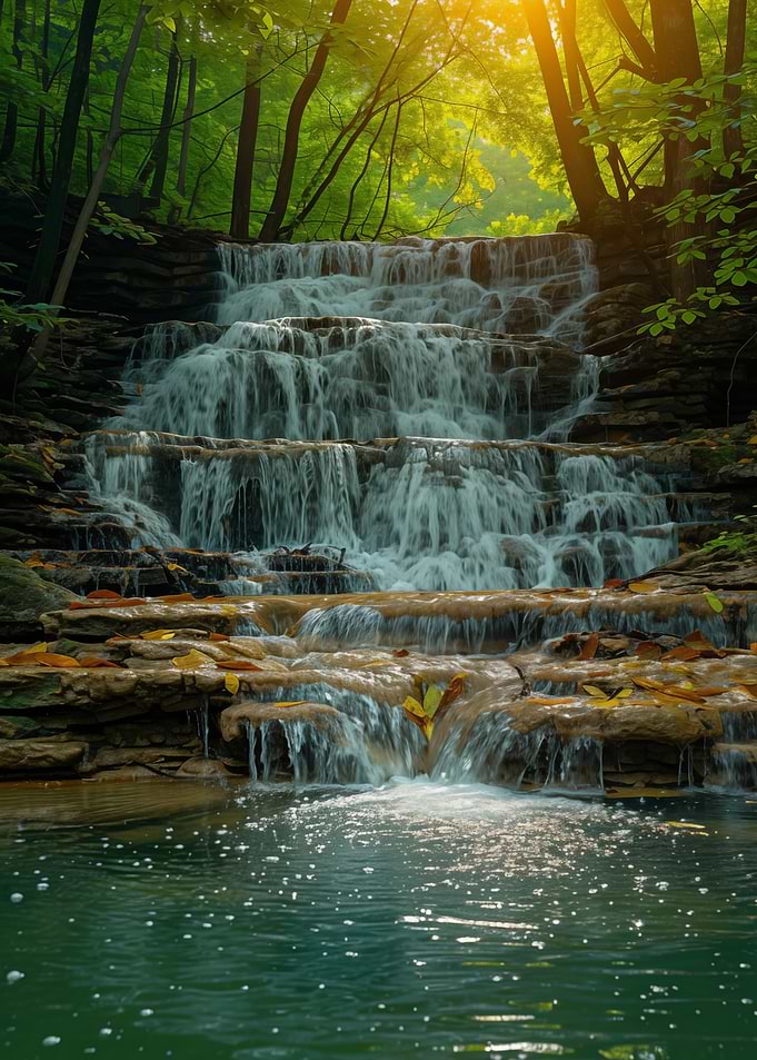 Serene Waterfall in Forest