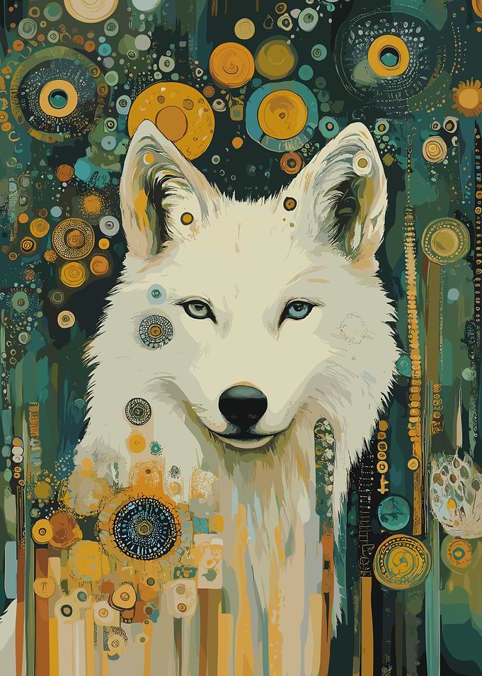 White Wolf in Starry Jungle