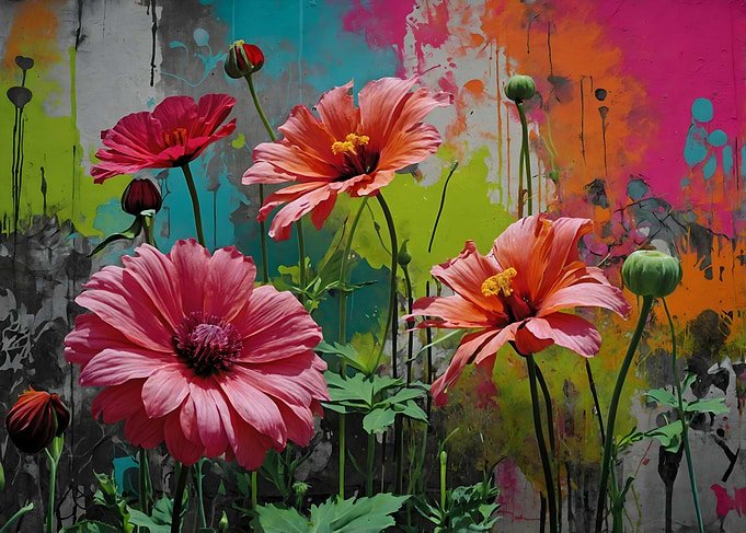 Floral Art with Colorful Background