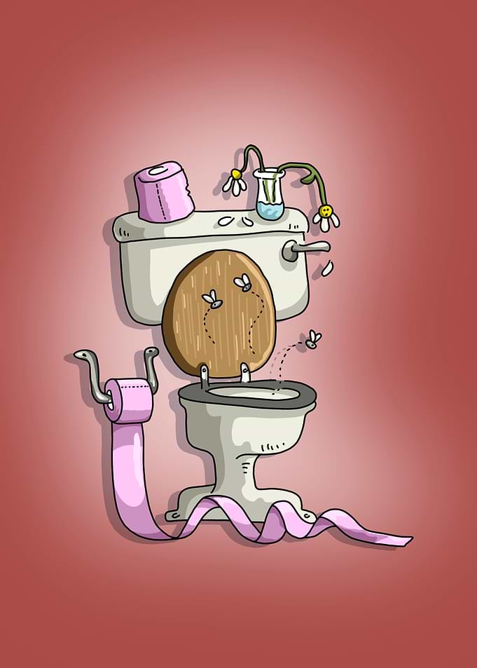 Cute Toilet with Flies