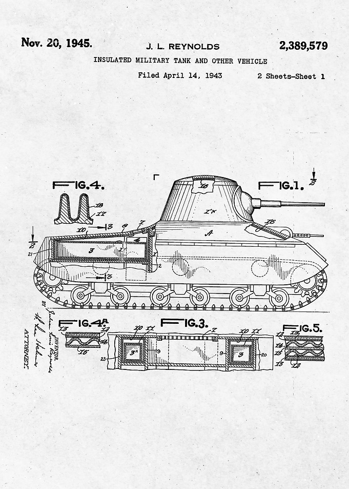 Military Tank Patent Drawing