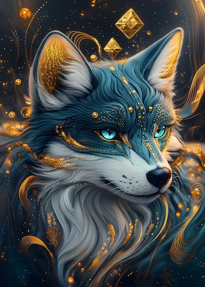 Mystical Blue Wolf