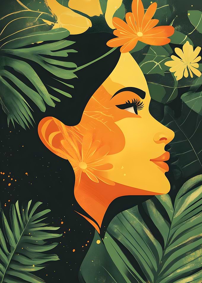 Woman in Tropical Foliage