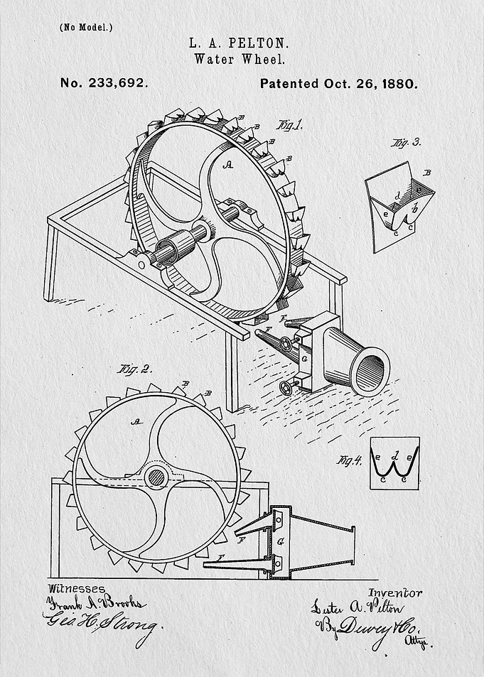 Pelton Water Wheel Patent