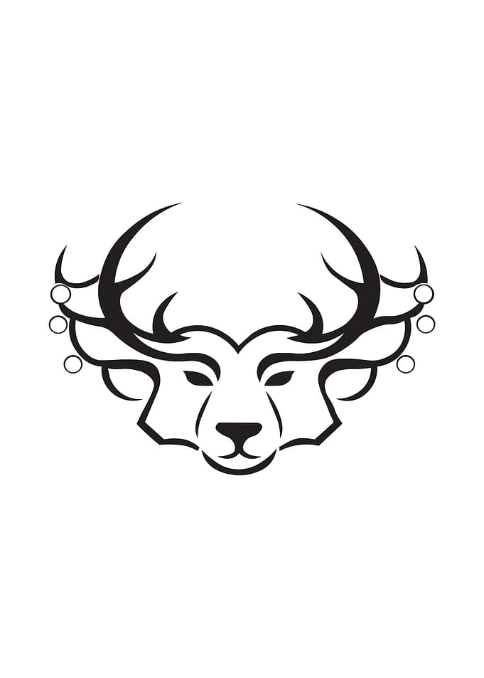 Funny Deer Head Line Art