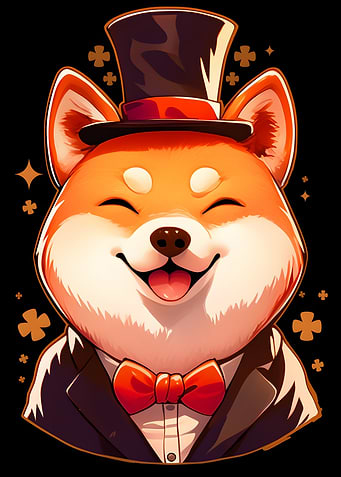 Smiling Shiba Inu in Top Hat