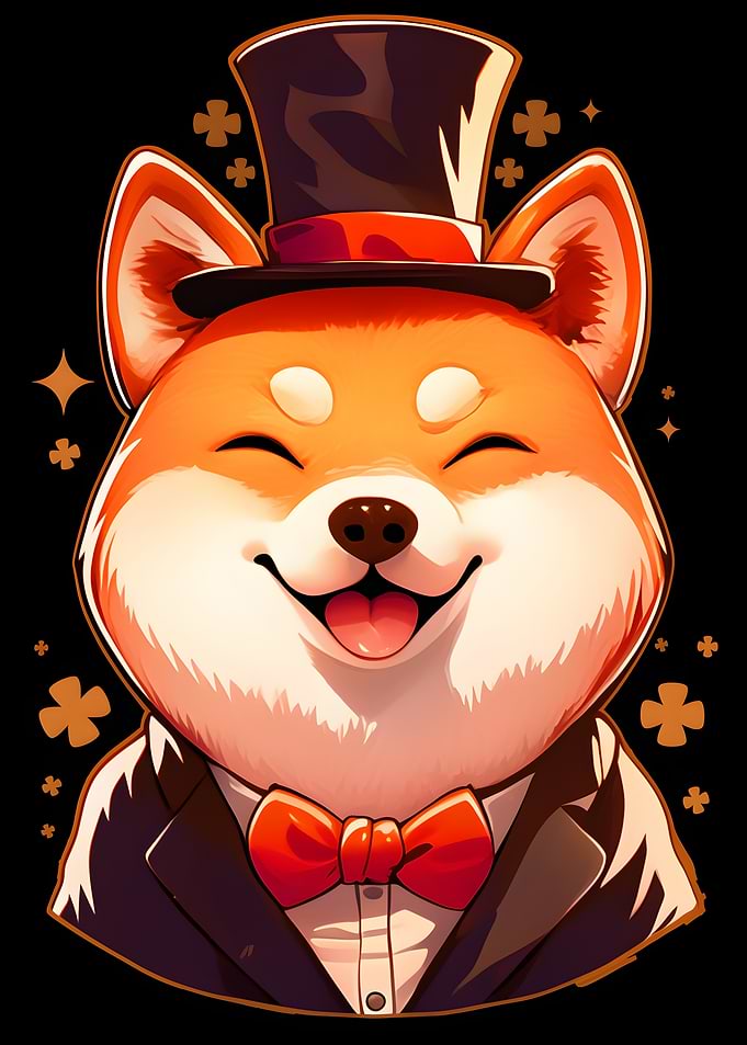 Smiling Shiba Inu in Top Hat
