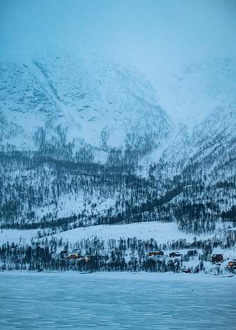 Snowy Mountain Landscape of northern Norway