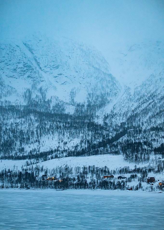 Snowy Mountain Landscape of northern Norway