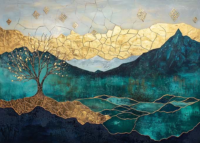 Golden Mountain Landscape