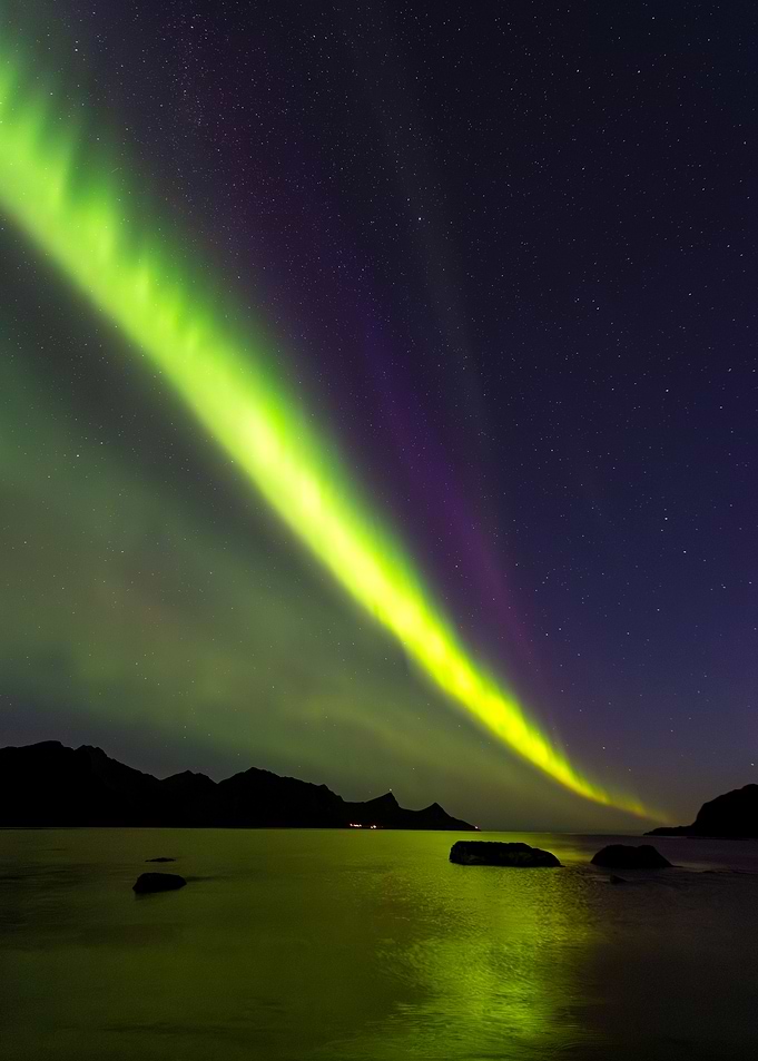 Northern Lights Over Water