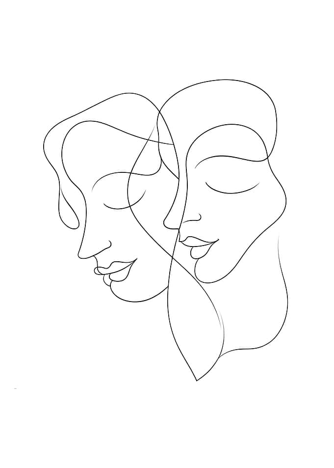 Line Art Couple Portrait