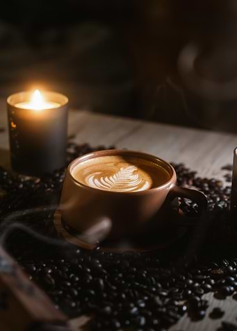 Coffee Latte with Candlelight