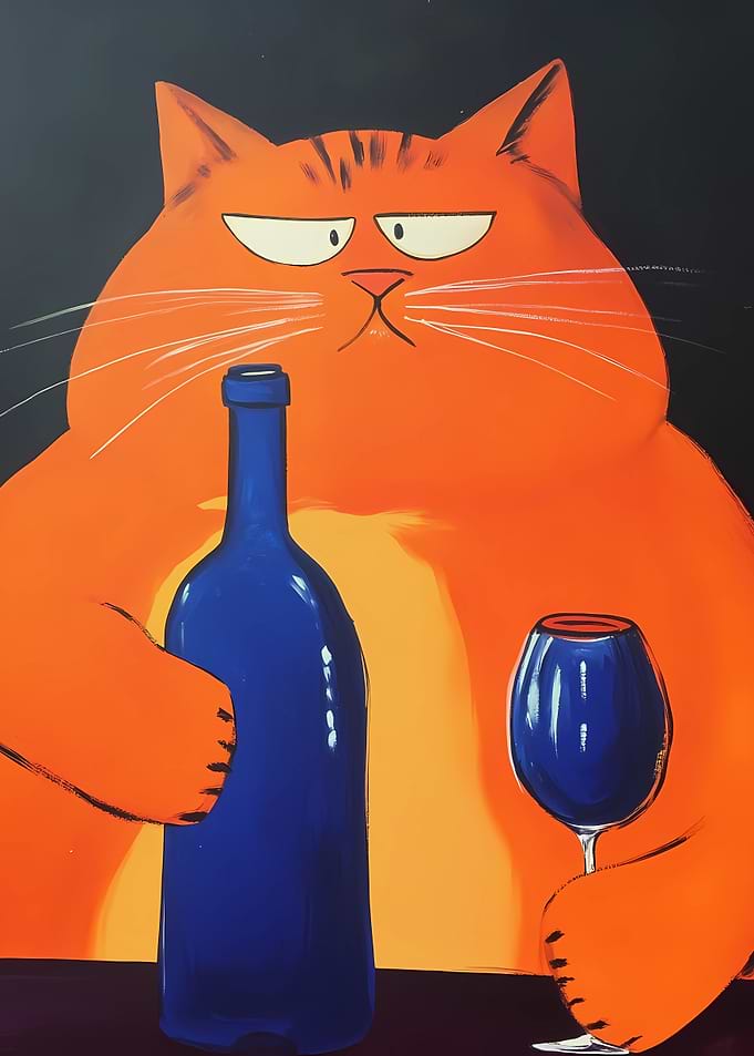 Red Cat with Wine