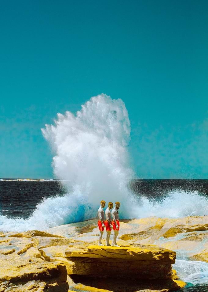 Three Men on a Rock