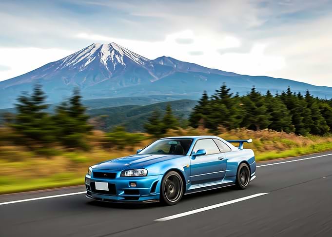 Blue Nissan Skyline R34