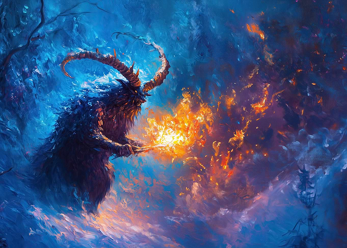 Demonic Figure with Fire